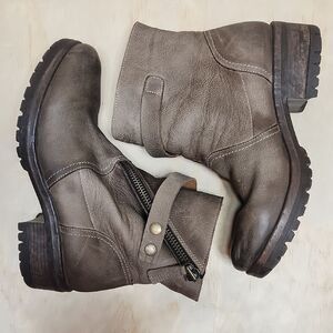 Bueno Brown Leather Ankle Boots Women 8.5 US 39 EU Shoes Zipper